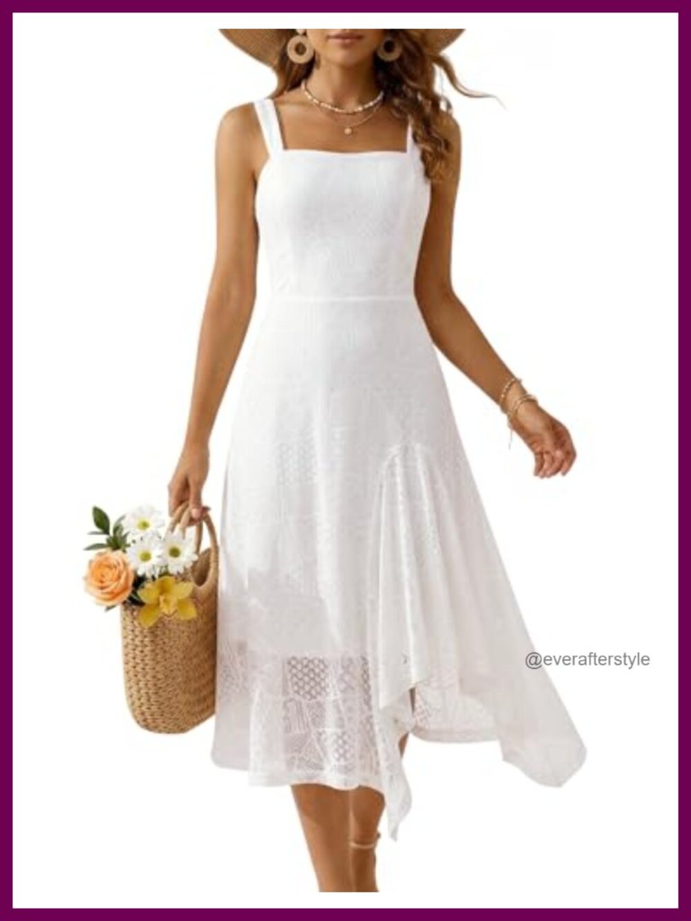 Sleeveless Lace A-Line Midi Dress with Ruffle Hem and Side Slit